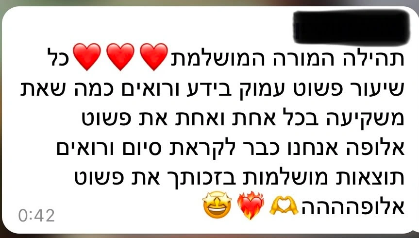 תגובה של בוגרת קורס האיפור של תהילה ביטון – תגובה 12